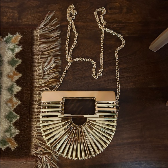 Cult Gaia Metallic Gaia's Ark Top Handle Clutch Nano Acrylic Crossbody Bag Gold - Picture 2 of 11